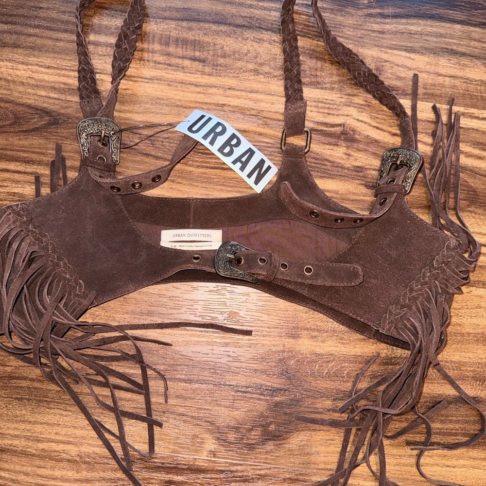 Urban Outfitters Brown Fringe Leather Harness